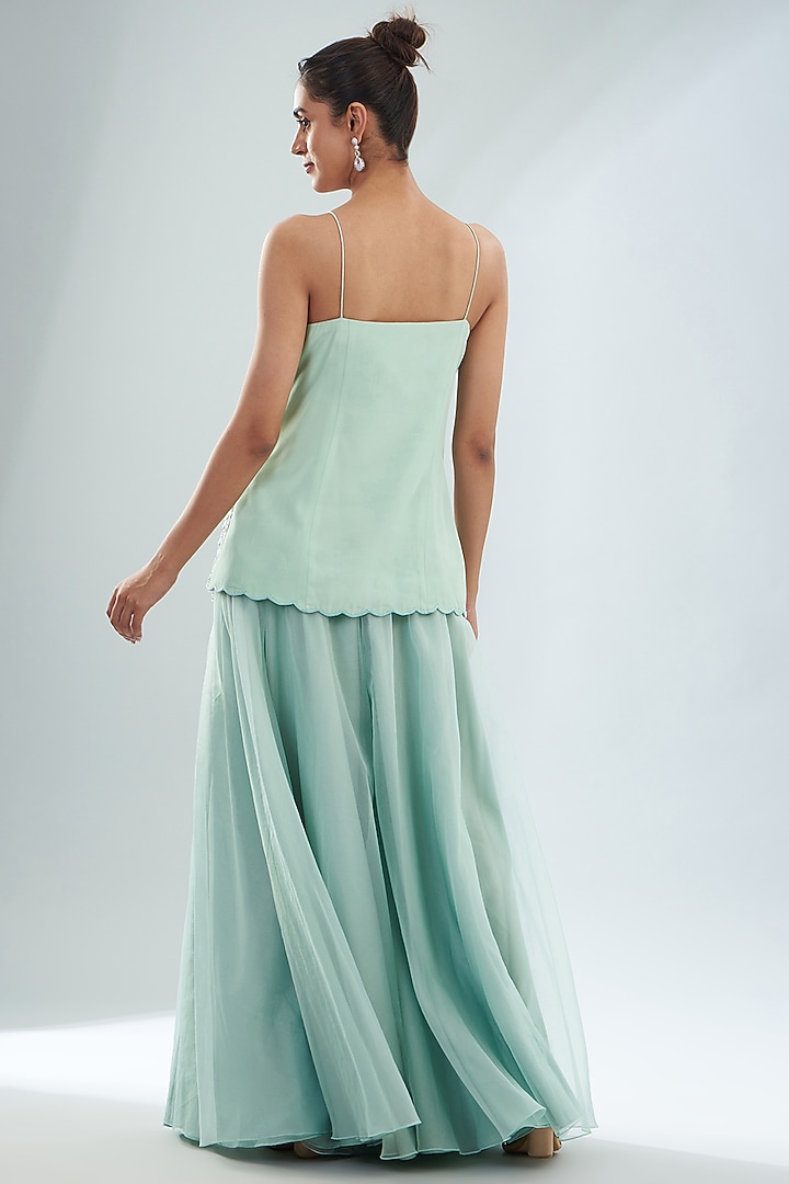 Jade Green Crepe Embellished Kurta Set by Disha Patil at Pernia's Pop Up Shop