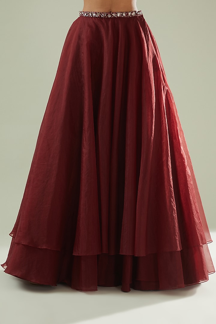 Red Organza Skirt Set by Disha Patil at Pernia's Pop Up Shop