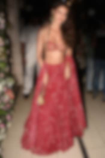 Red Printed Wedding Lehenga Set by Arpita Mehta at Pernia's Pop Up Shop