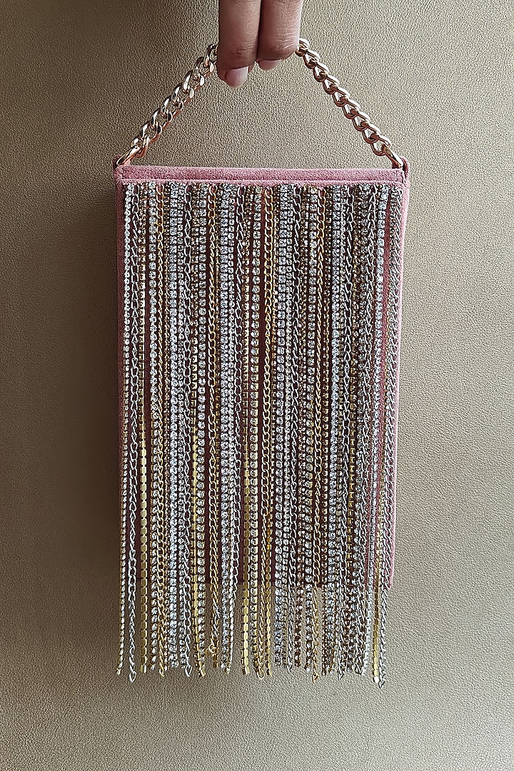 Pink Hand Embellished Handbag by PLODE