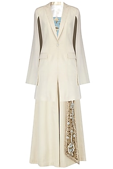 Divani: Designer Divani Shaded Gown, Cape Sleeves Coat and Pants, Tunic ...