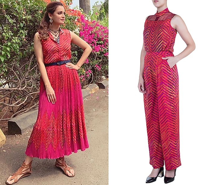 Pink Printed Leheriya Sleeveless Blouse by Saaksha & Kinni at Pernia's Pop Up Shop