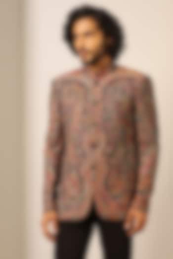 Multi-Colored Fine Wool Silk Wedding Bandhgala by Dusala Men at Pernia's Pop Up Shop