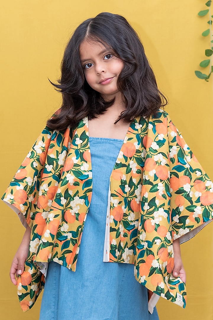 Multi-Colored Printed Reversible Jacket For Girls by Miko Lolo