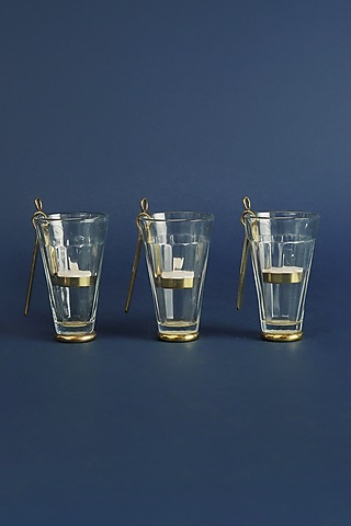 Glass Tealight Candle Holders (Set of 4) by Ikkis