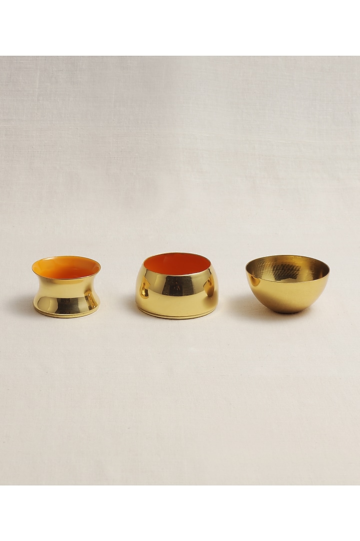 Haldi Brass & Enamelled Small Bowl (Set of 3) by Ikkis at Pernia's Pop Up Shop