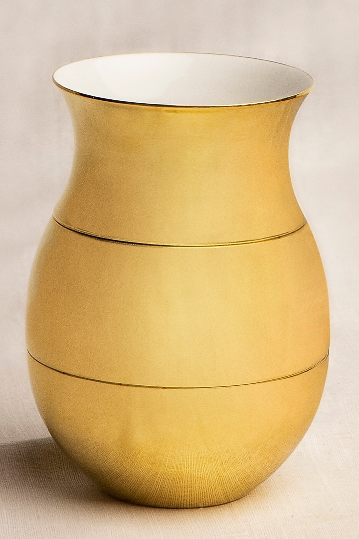 White Enameled Lota Tiffin by Ikkis at Pernia's Pop Up Shop