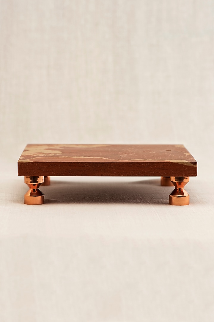 Red Sandstone & Copper Chowki Platter by Ikkis at Pernia's Pop Up Shop