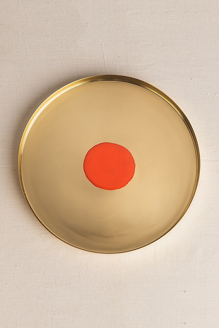 Bindu Narangi Enameled Small Thaali by Ikkis at Pernia's Pop Up Shop