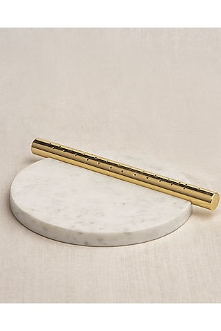 Multi-Colored Marble & Brass Platter by Ikkis