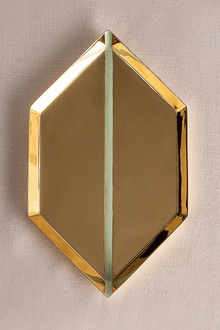 Mint Brass & Enamel Shatkon Platter by Ikkis