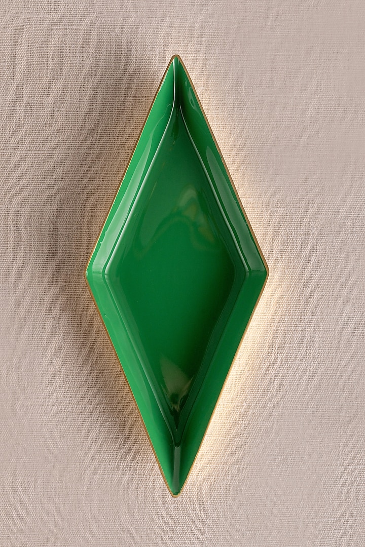 Green Brass & Enamel Mini Platter by Ikkis at Pernia's Pop Up Shop