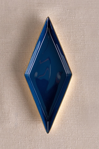 Cobalt Blue Brass & Enamel Mini Platter by Ikkis