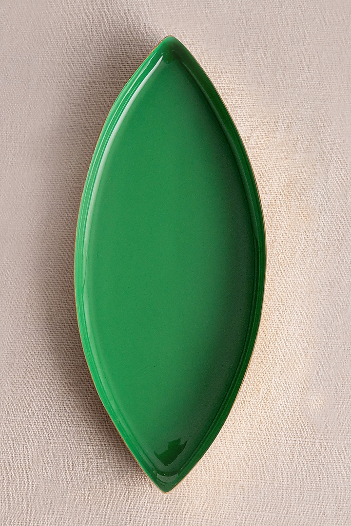 Green Brass & Enamel Mini Platter by Ikkis