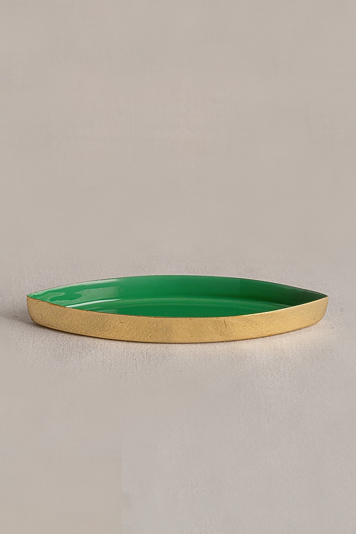 Green Brass & Enamel Mini Platter by Ikkis at Pernia's Pop Up Shop