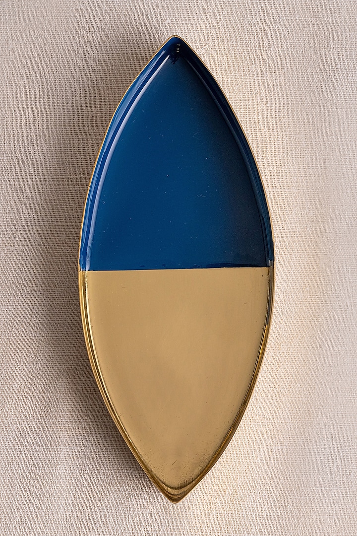 Cobalt Blue Brass & Enamel Mini Platter by Ikkis