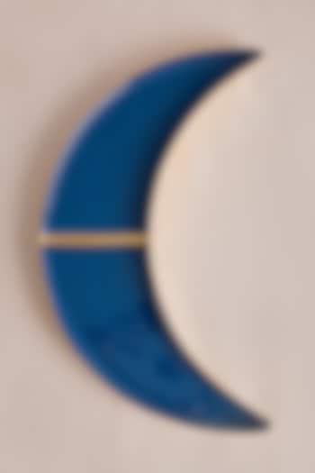 Cobalt Blue Brass & Enamel Quarter Moon Plate by Ikkis