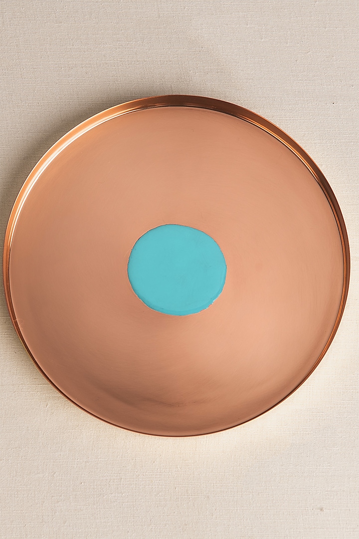 Powder Blue Copper & Enamel Bindu Thali by Ikkis at Pernia's Pop Up Shop