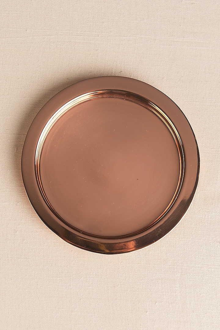 Copper Dhakkan Plate Set Of 2 by Ikkis