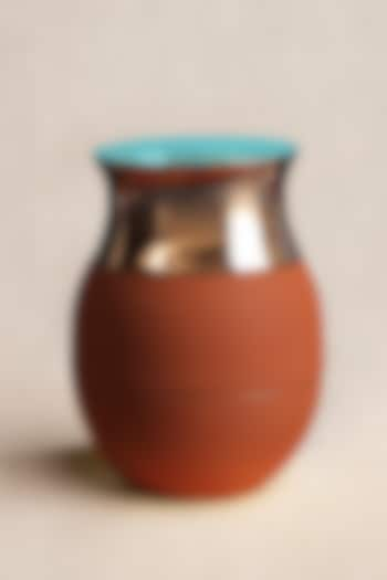 Powder Blue Copper, Terracotta, Enamel Small Lota Tiffin by Ikkis at Pernia's Pop Up Shop