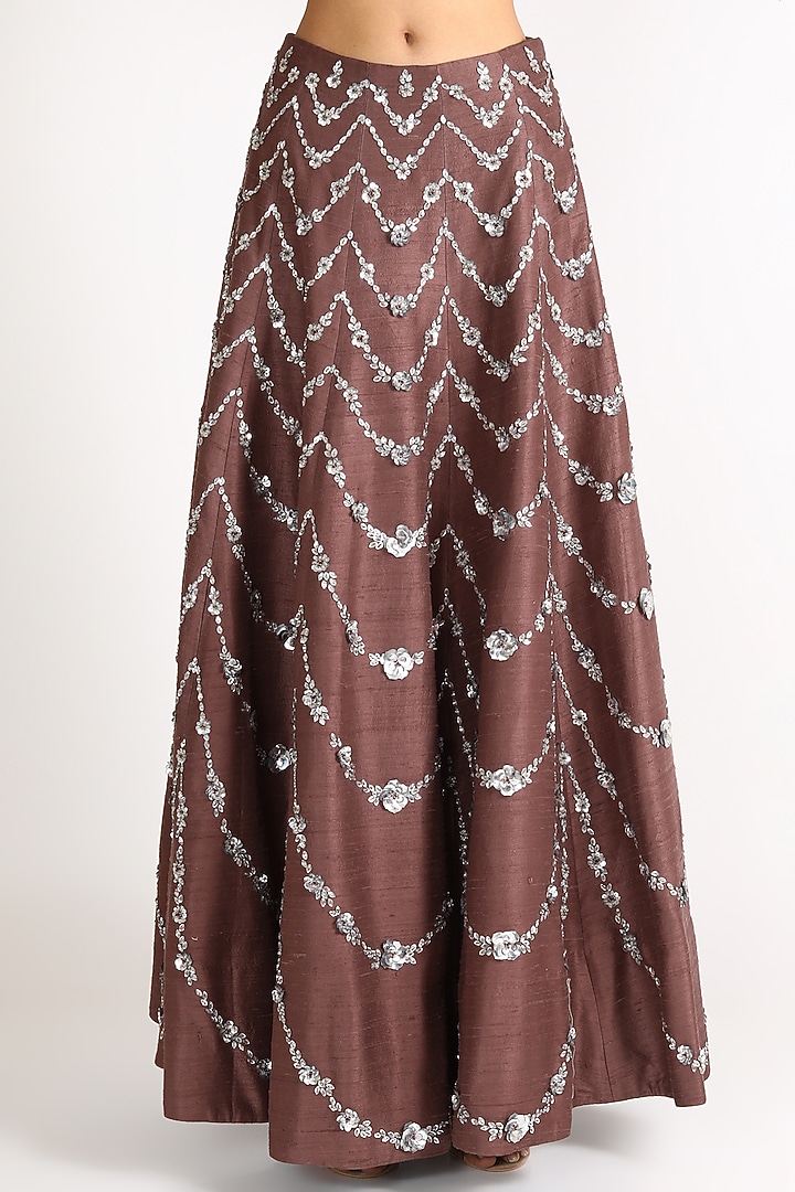 Brown Embroidered Wedding Lehenga With Blouse by Diksha Tandon at Pernia's Pop Up Shop