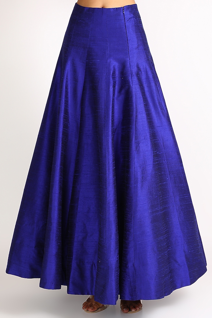 Cobalt Blue Embroidered Wedding Lehenga Set by Diksha Tandon at Pernia's Pop Up Shop