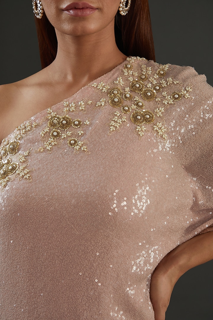 Pink Georgette Embroidered Wedding Sharara Set by Diksha Tandon at Pernia's Pop Up Shop