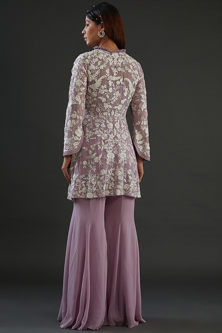 Purple Georgette Wedding Sharara Set by Diksha Tandon at Pernia's Pop Up Shop