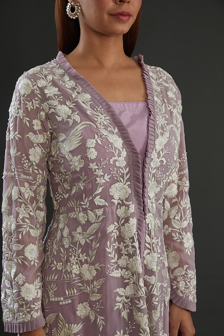 Purple Georgette Wedding Sharara Set by Diksha Tandon at Pernia's Pop Up Shop
