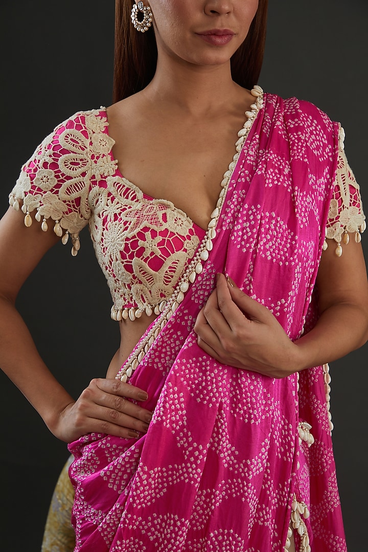 Beige Georgette Sharara Wedding Saree Set by Diksha Tandon at Pernia's Pop Up Shop