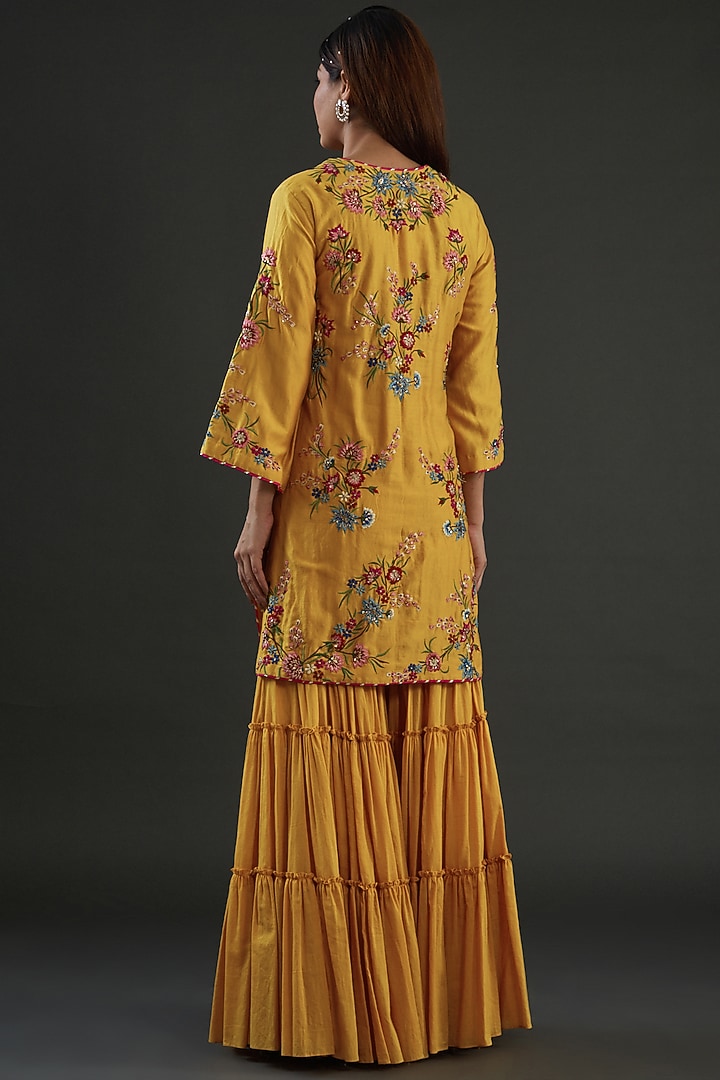 Mustard Silk Gharara Set by Diksha Tandon at Pernia's Pop Up Shop