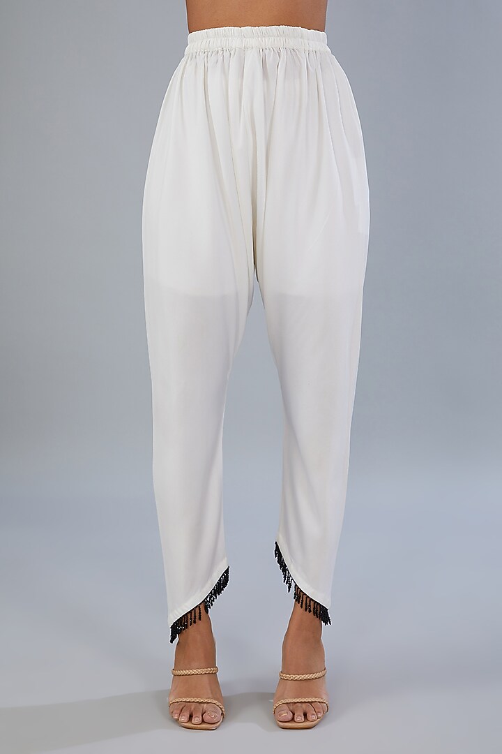 Black & White Organza Thread Work Kurta Set by Diksha Tandon at Pernia's Pop Up Shop