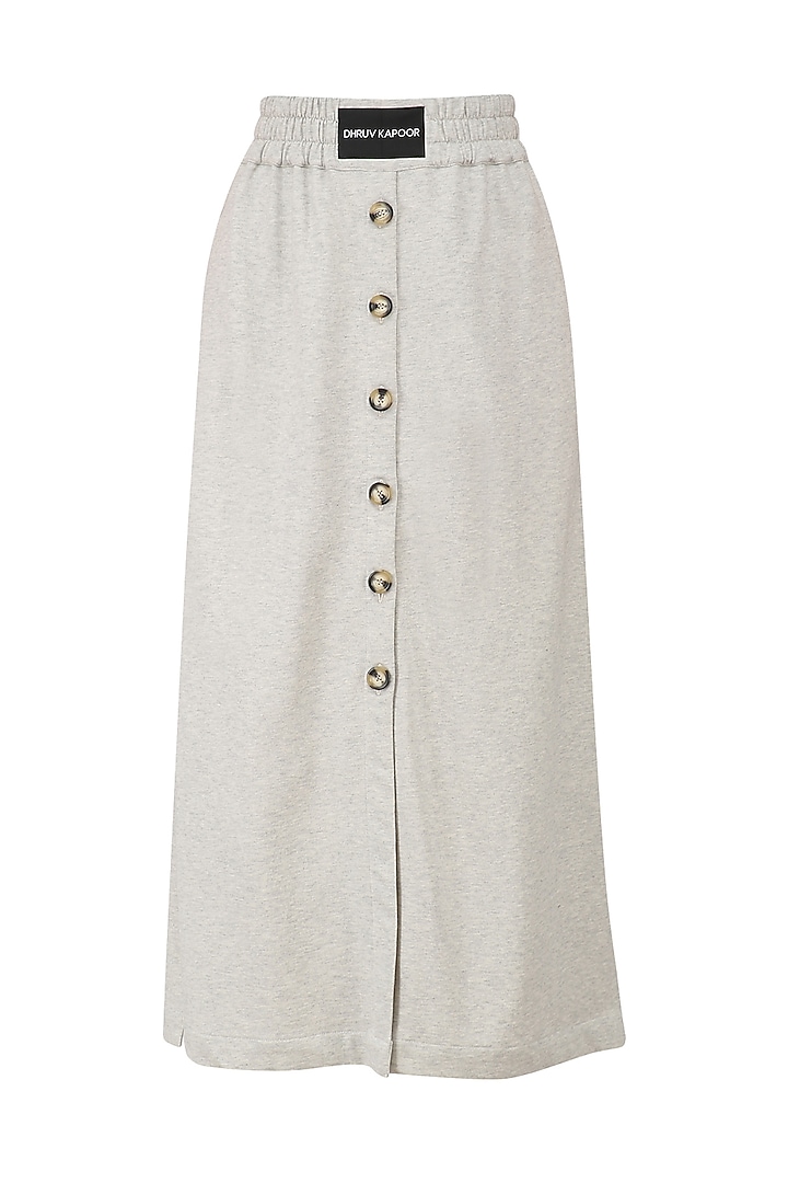 Grey melange denim straight fit skirt available only at Pernia's Pop Up Shop.