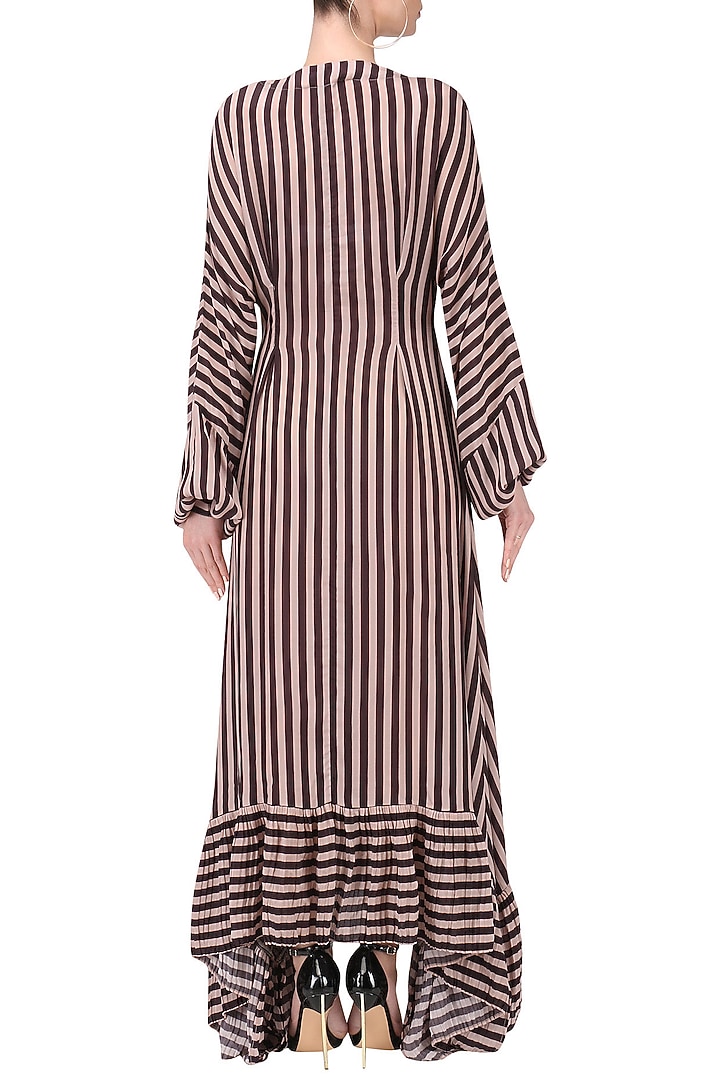 Blush Pink and black striped maxi wrap dress available only at Pernia's Pop Up Shop.