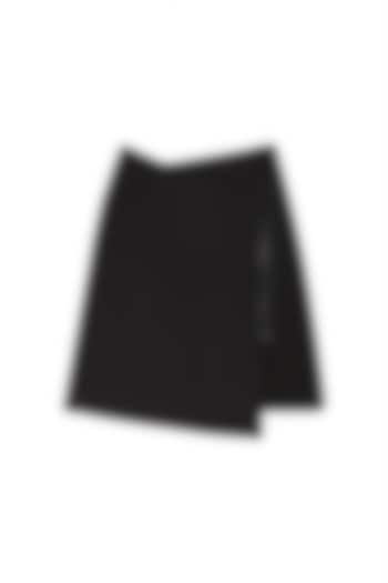 Black Asymmetric Wrap Skirt by Dhruv Kapoor