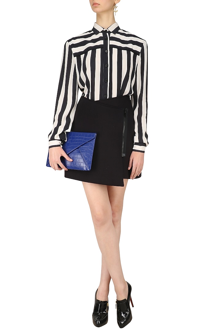 Black asymmetric wrap skirt available only at Pernia's Pop Up Shop.