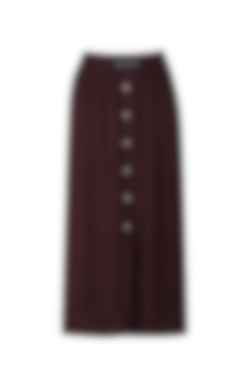 Wine Straight Fit Skirt by Dhruv Kapoor