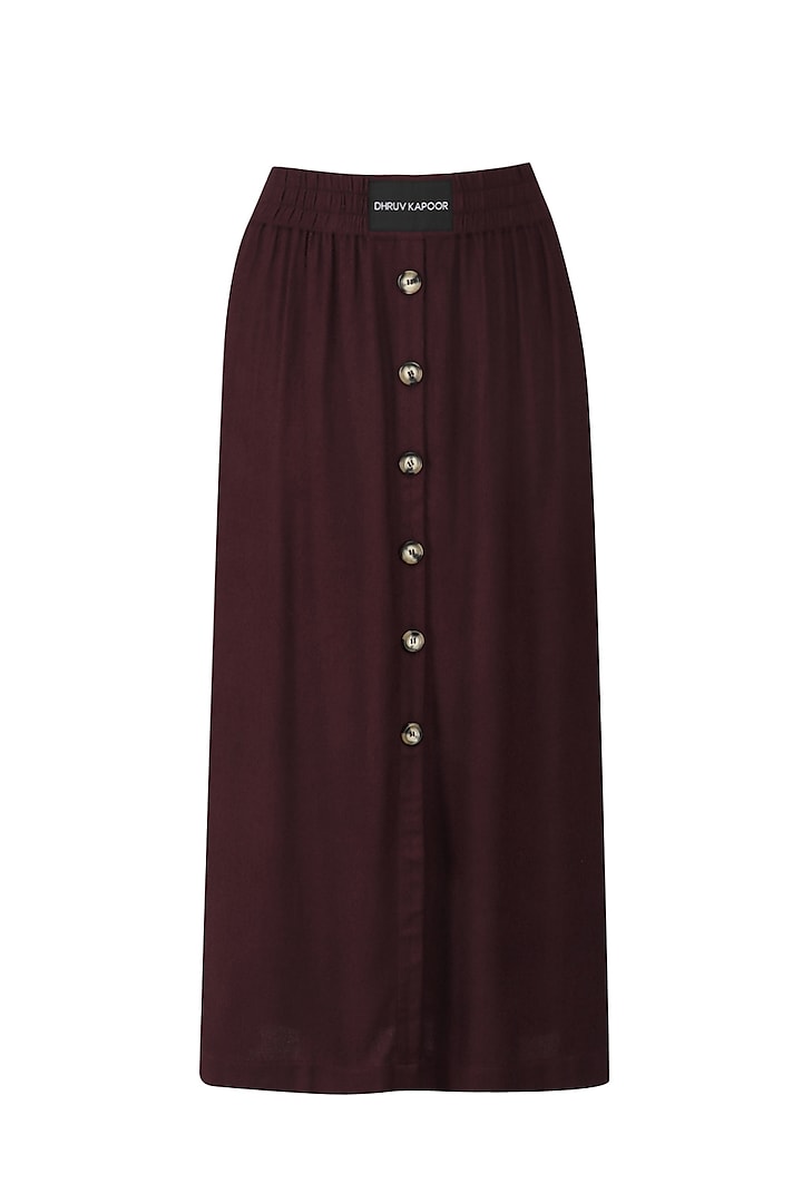Wine Straight Fit Skirt by Dhruv Kapoor