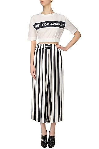 Stripe Black Boxing Flare Pants by Dhruv Kapoor