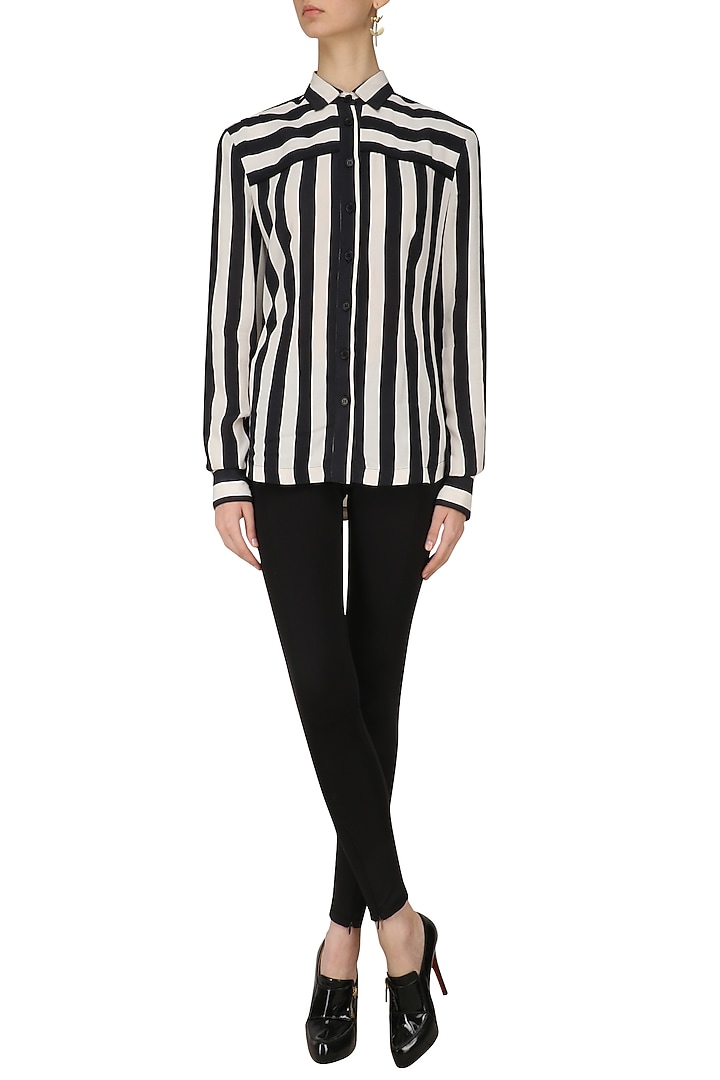 Black striped padded shirt available only at Pernia's Pop Up Shop.