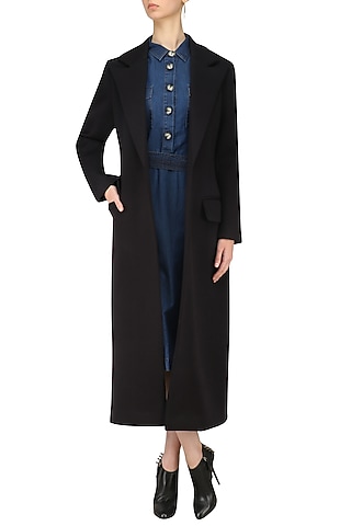 Black Bonded Floor Coat by Dhruv Kapoor