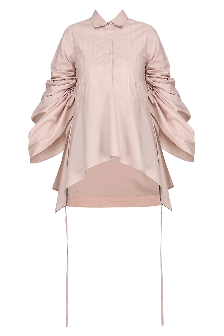 Blush Pink Clicnched Shirt by Dhruv Kapoor
