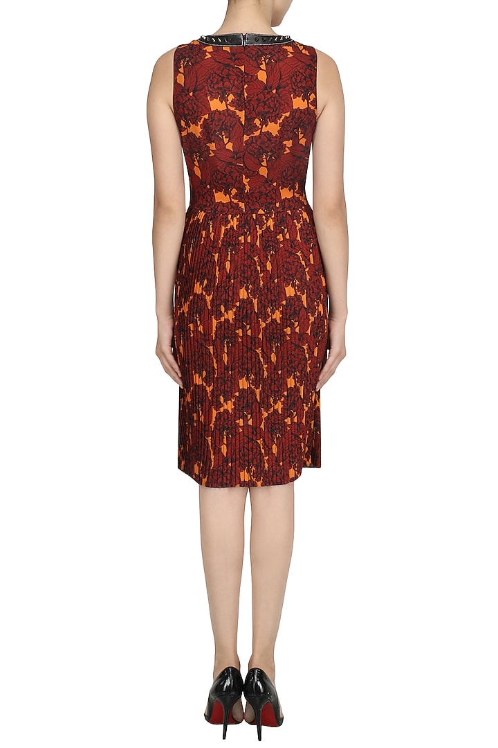 Orange printed embroidered dress available only at Pernia's Pop Up Shop.