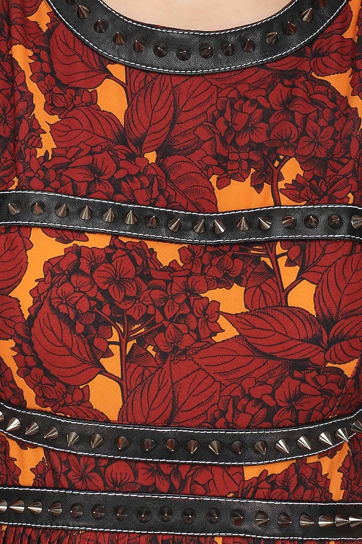 Orange printed embroidered dress available only at Pernia's Pop Up Shop.