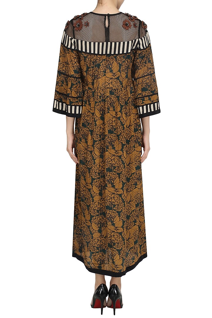 Green printed panelled dress available only at Pernia's Pop Up Shop.