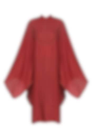Red Handkerchief Sleeves Dress by Dhruv Kapoor