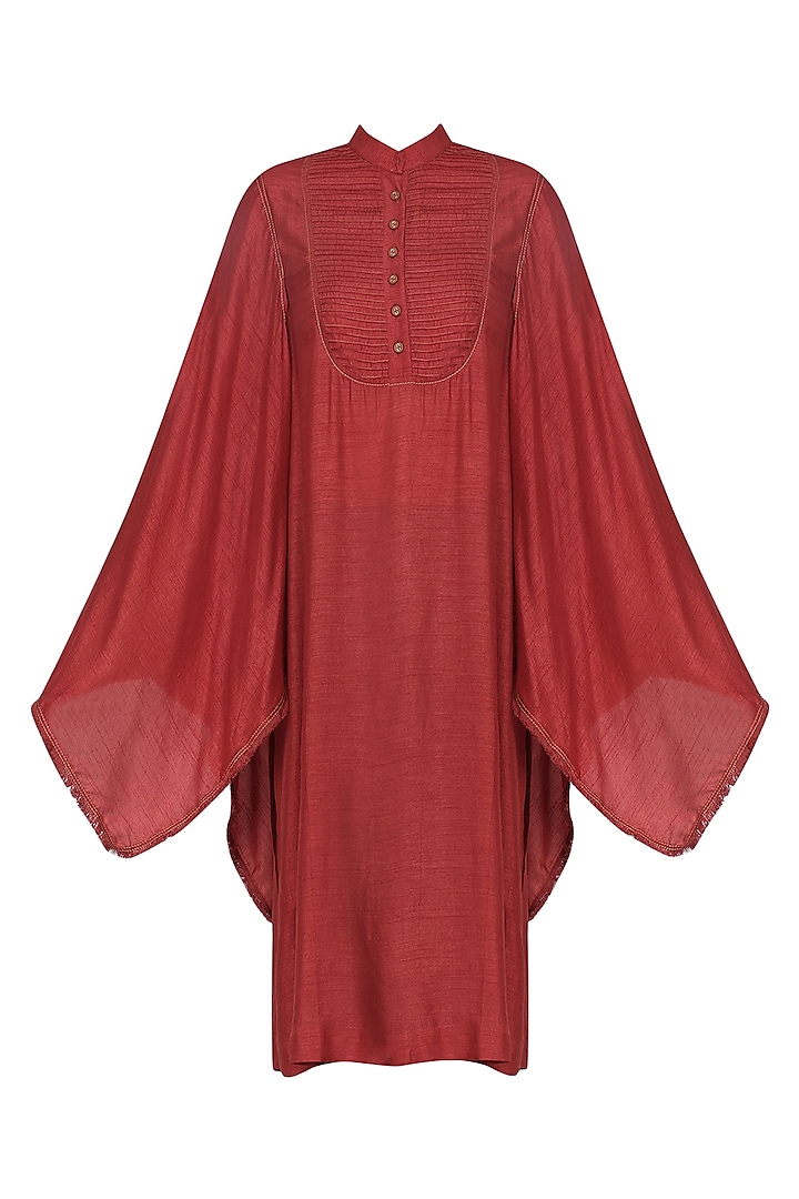 Red Handkerchief Sleeves Dress by Dhruv Kapoor