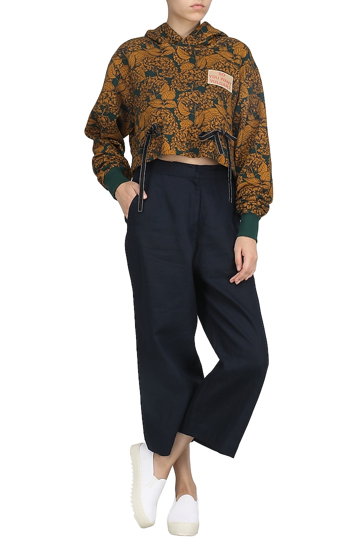 Green printed cropped jumper available only at Pernia's Pop Up Shop.