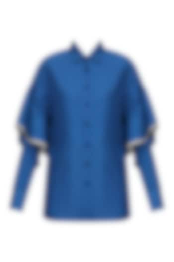 Royal Blue Ruffle Shirt by Dhruv Kapoor