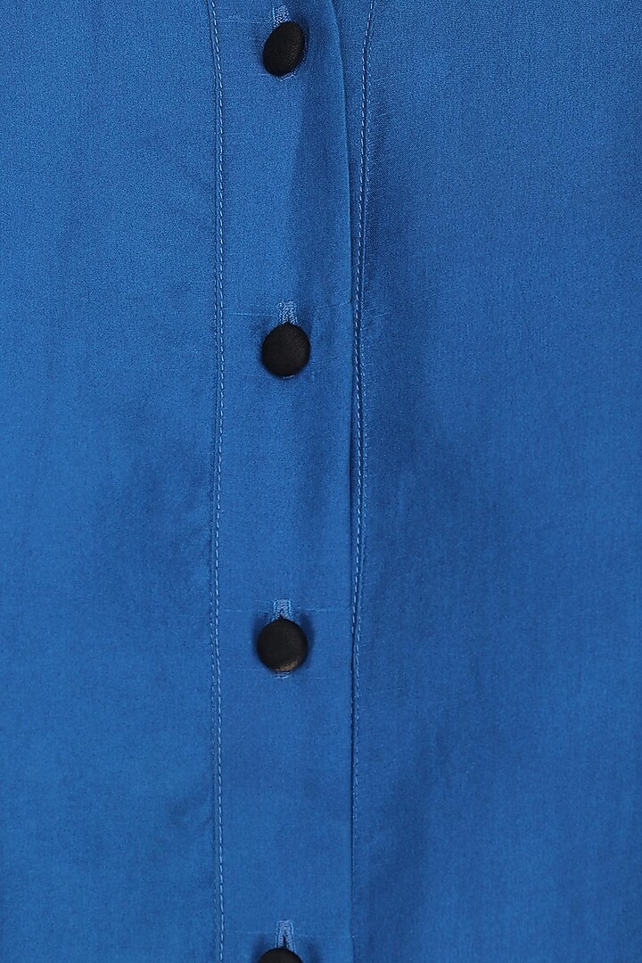 Royal blue ruffle shirt available only at Pernia's Pop Up Shop.